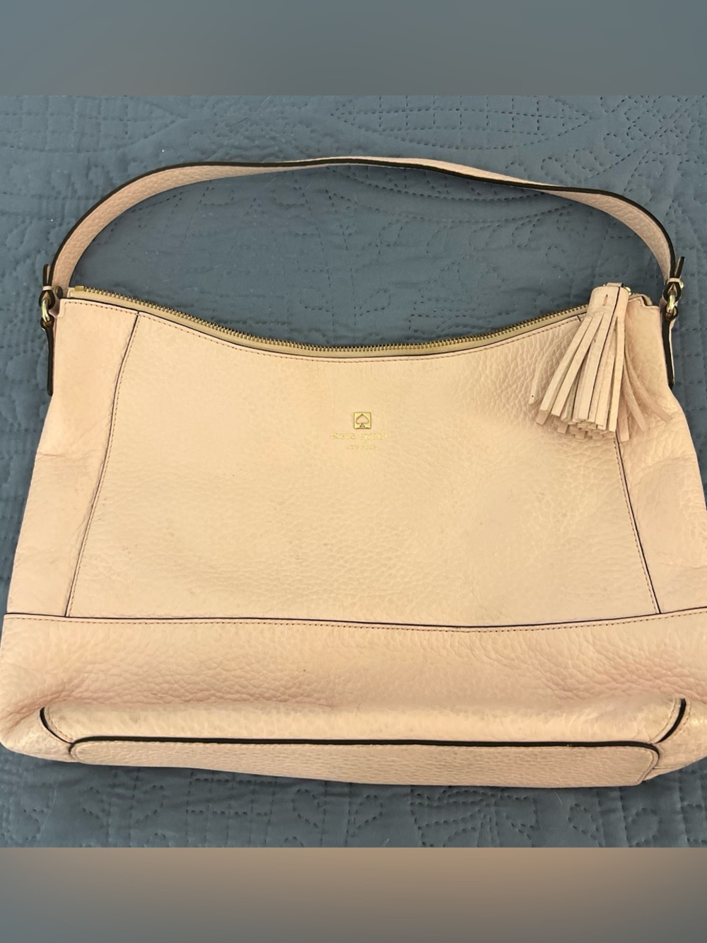 kate spade Blush Pink Pebbled Leather Shoulder Bag with Tassel